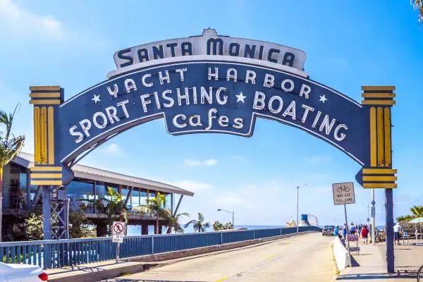 Santa Monica Yacht Harbor entrance.