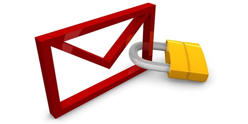 email envelope with a yellow lock.
